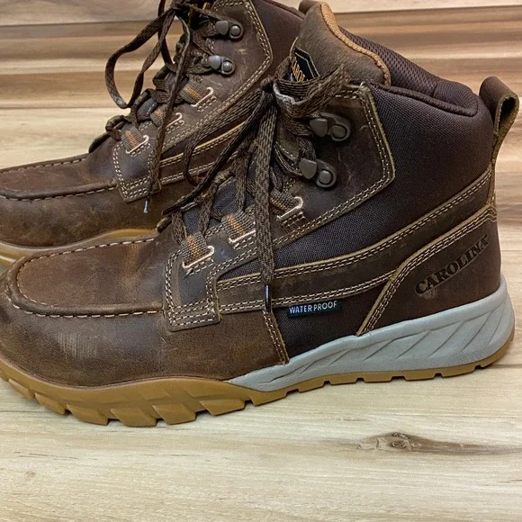Carolina Waterproof Moc Toe Work Boots Brown Leather EH SR Mens 9.5D CA5593 - Picture 9 of 11